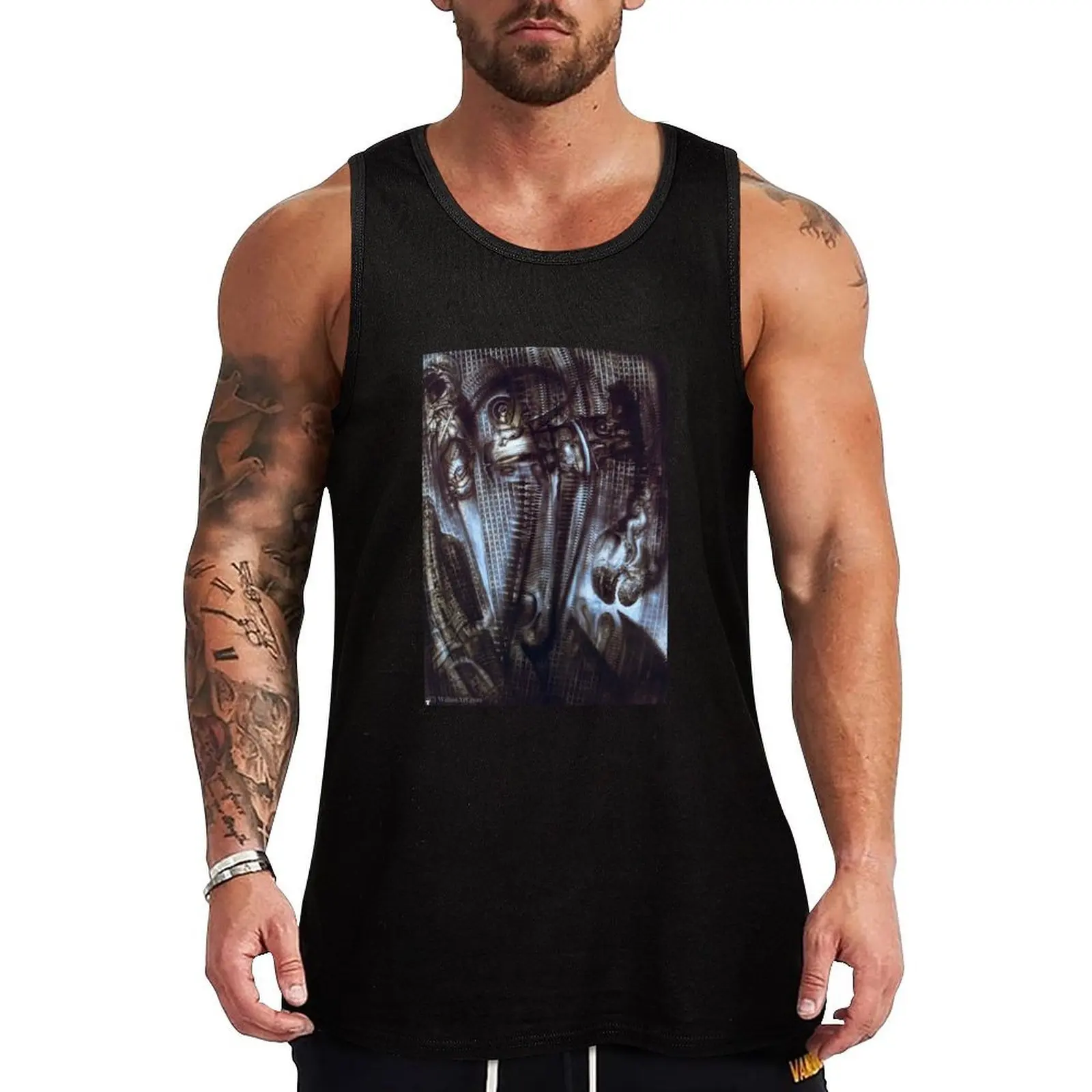 

hans ruedi giger kunstwerk Tank Top Retro Graphic Tank Top Vintage Print Sleeveless Shirt