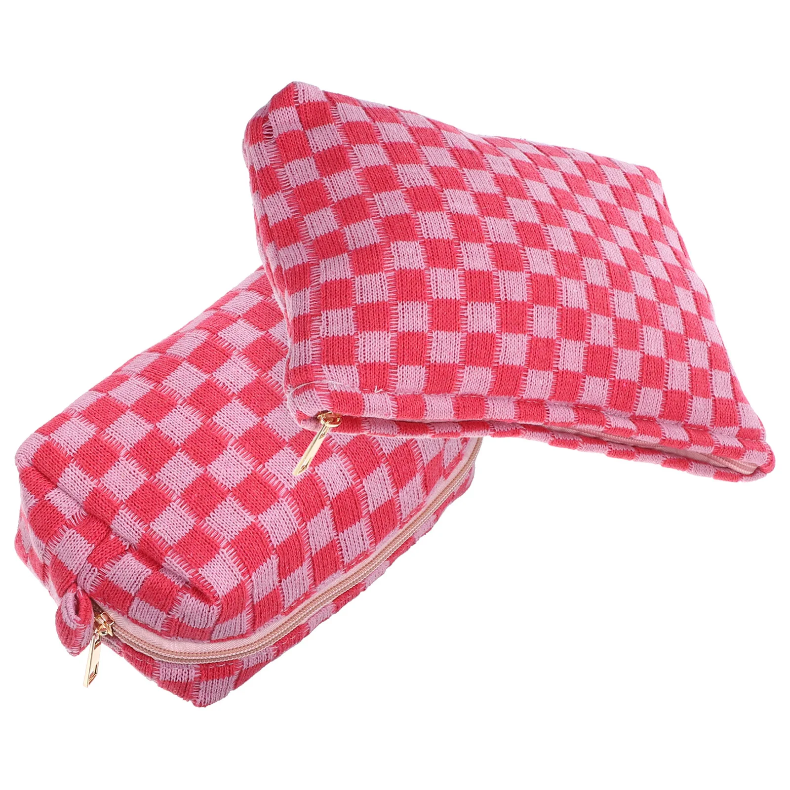 2-teiliges kariertes Make-up-Organizer-Taschen-Set mit großer Kapazität für die Aufbewahrung von Reise-Make-up-Taschen für den täglichen Gebrauch, kariertes Federmäppchen