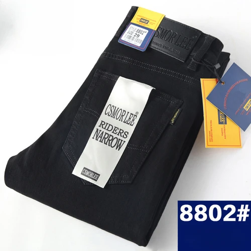 Imagen 2 del producto Csmor Lee pantalones vaqueros de otoño invierno para hombre, pantalones holgados de pierna recta a la moda, pantalones vaqueros informales, pantalones vaqueros elásticos clásicos para hombre a la moda