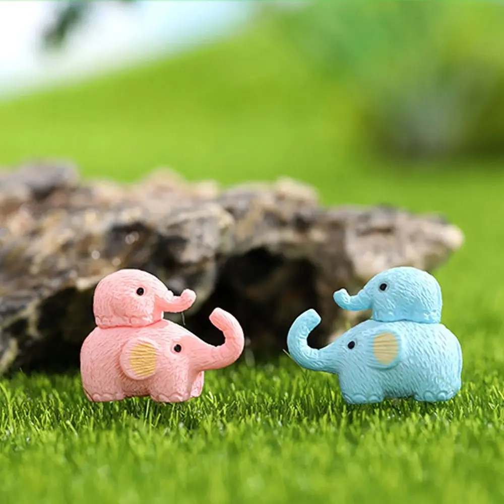 마이크로 풍경 다육 생태 병 장식, 만화 블루 핑크 코끼리 데스크탑 자동차 원예 장식