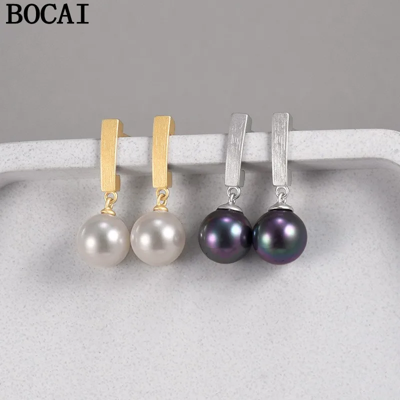 

Новые серьги BOCAI из чистого серебра S925, простые и модные, с жемчугом, подарок для женщин