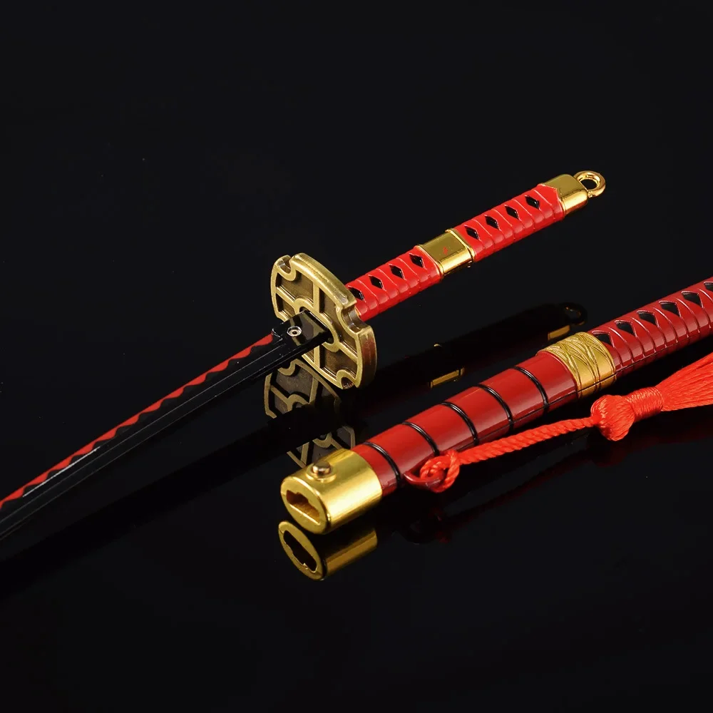 22Cm Wapen Roronoa Zoro Sandai Kitetsu Anime Perifere Metalen Wapen Model Zwaard Katana Sleutelhanger Geschenken Speelgoed Voor Jongens collectie