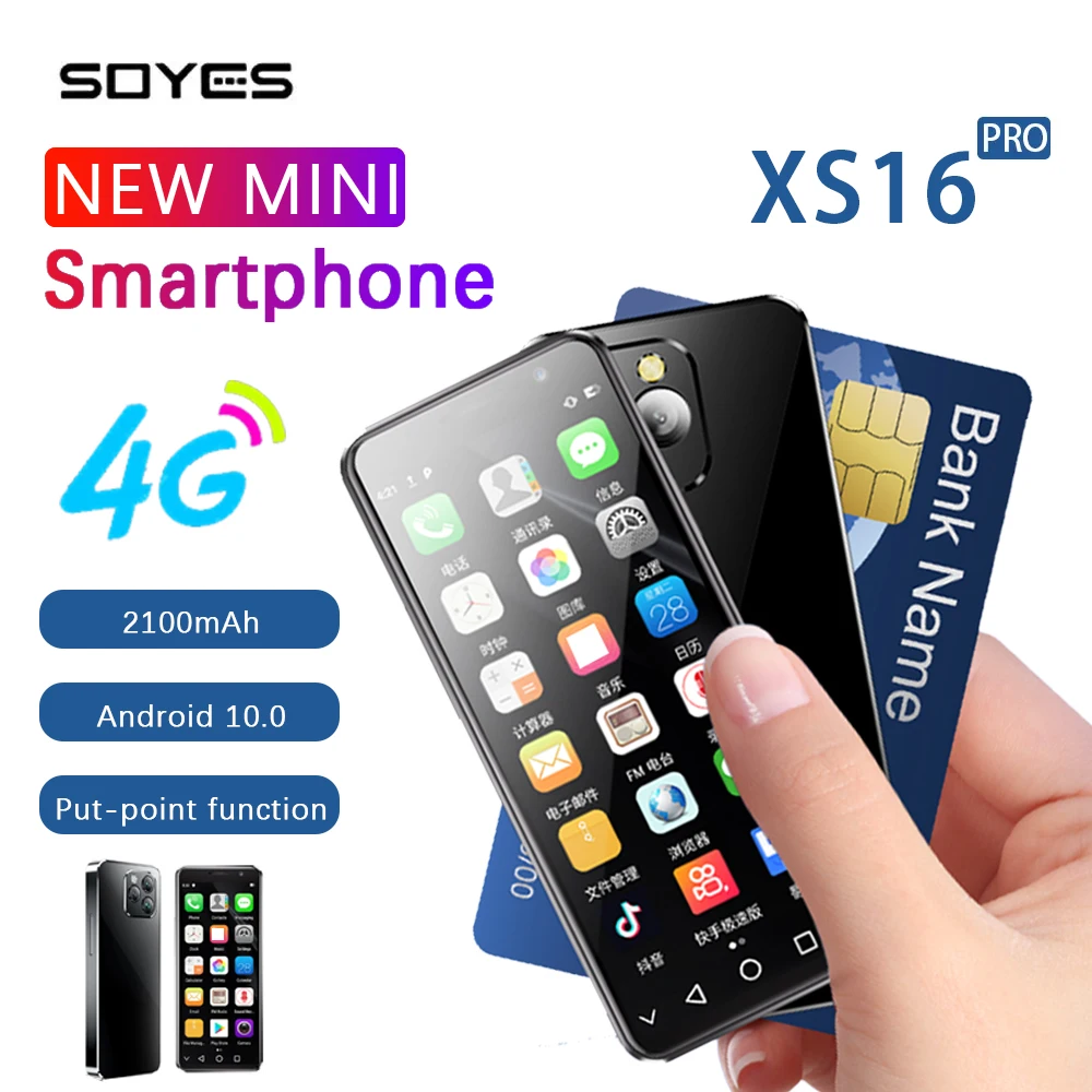 Pro Mini Smartphone Polegada Octa-core 4gb Ram 128gb Rom 2100mah Android 10 Face id 4g Lte Telefone Pequeno Soyes-xs16
