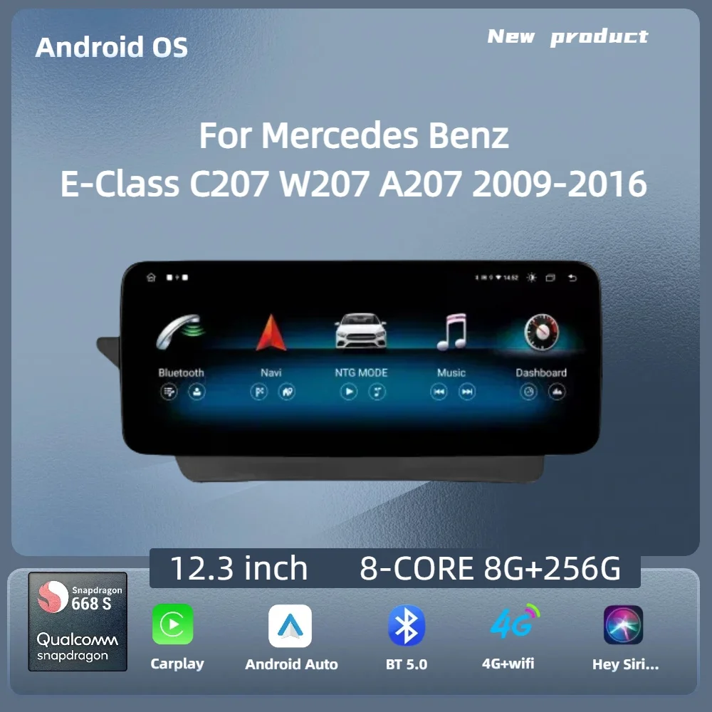 

Android 14 For Mercedes Benz E-Class C207 W207 A207 2009-2016 12.3"Left Hand Drive Car Radio BT Carplay Snapdragon 680 Screen