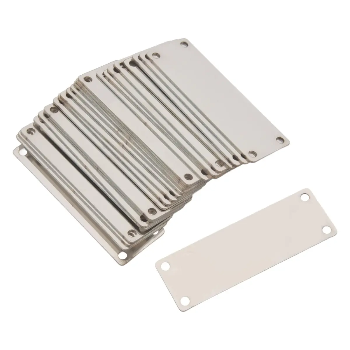 A63K& 25 Pack Stainless Steel Engraving Blank Tags Rectangle Stamping Blanks with 4 Holes 1Inchx3Inch