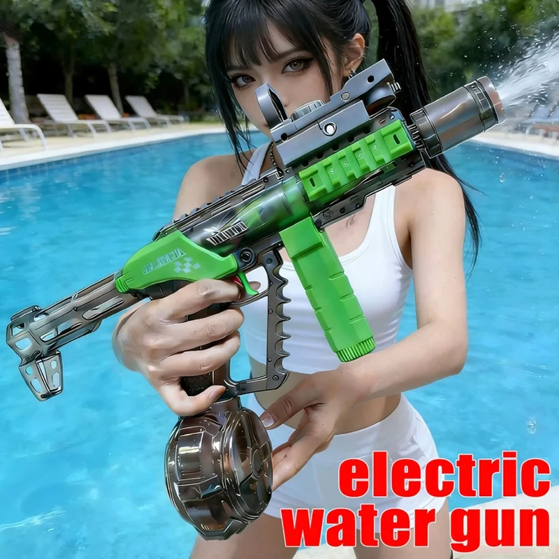 2026 Long Range Shooting Electric Water Gun Toys Automatic Fights Toy Sensor Muzzle Flame Squirt Gun Summer Beach Pool Party Toy
