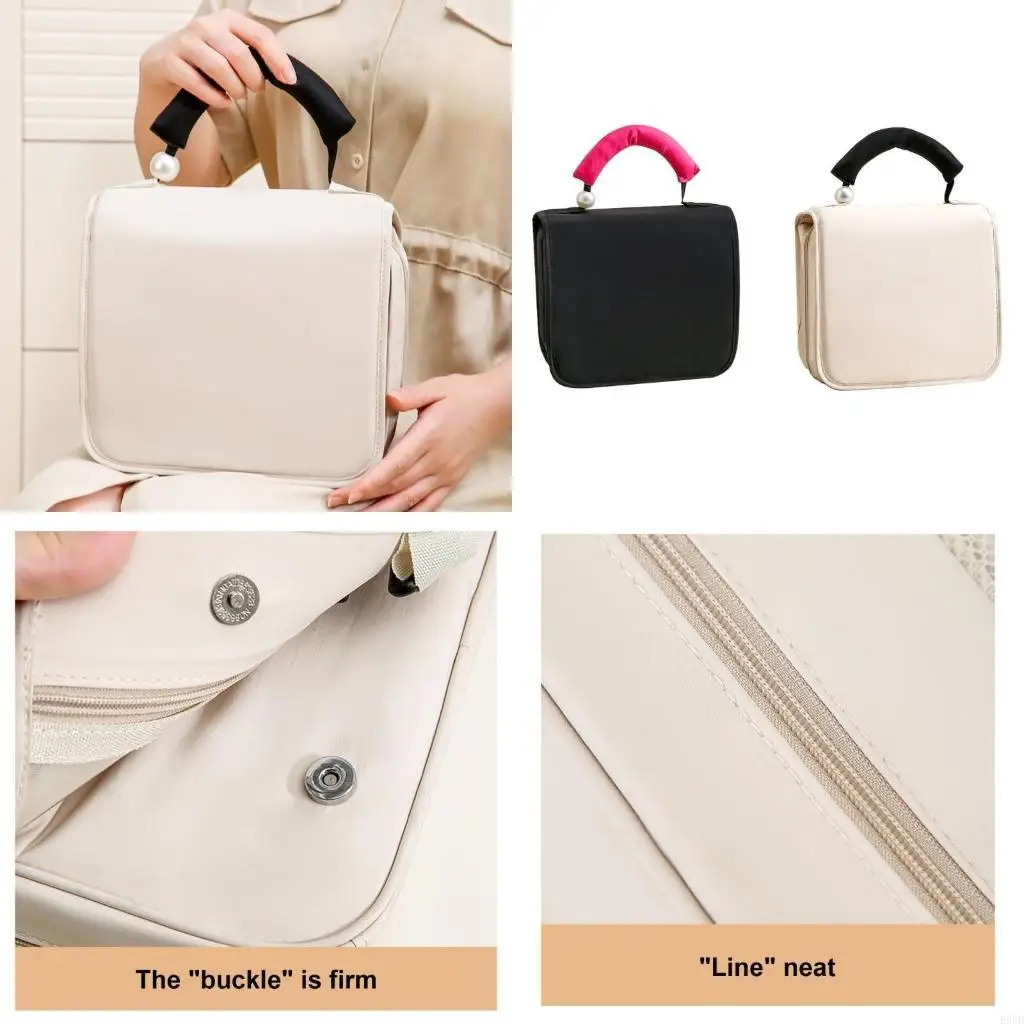 

Большой вместительный дорожный органайзер для макияжа, косметичка с подвесным крючком, косметичка с жемчугом для сумки для