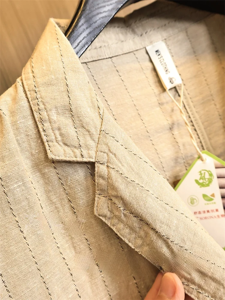 Casual Cotton Linen Men's Suit Fashionable Urban Style Standard Fit Seven Sleeve Length Single Slit Autumn Business Coat