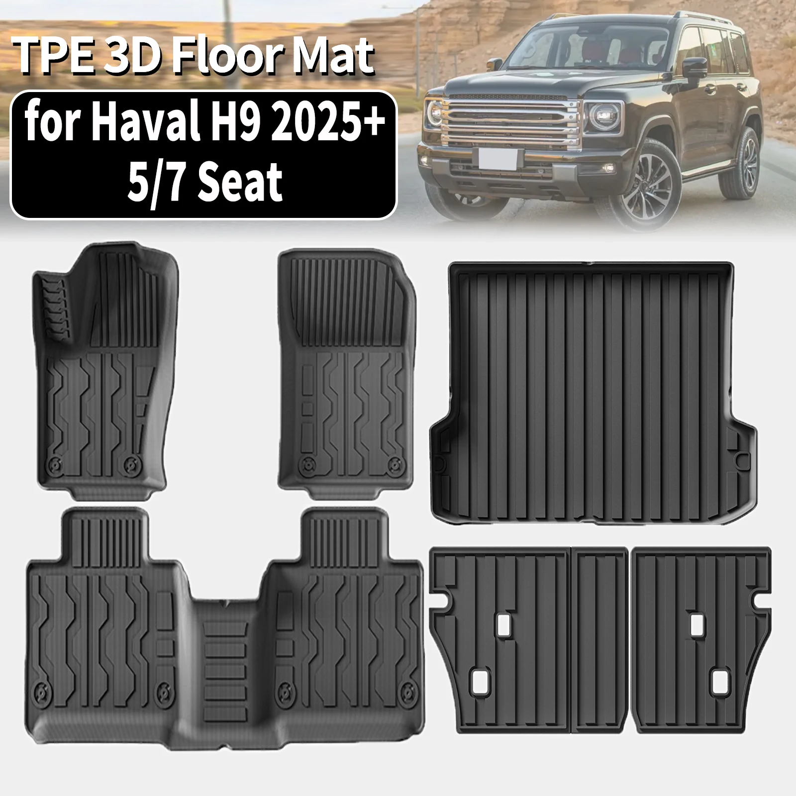 

for Haval H9 2025 2026 2027 Eco-Friendly TPE Floor Mats Non-Slip Dustproof Car Interior Accessories