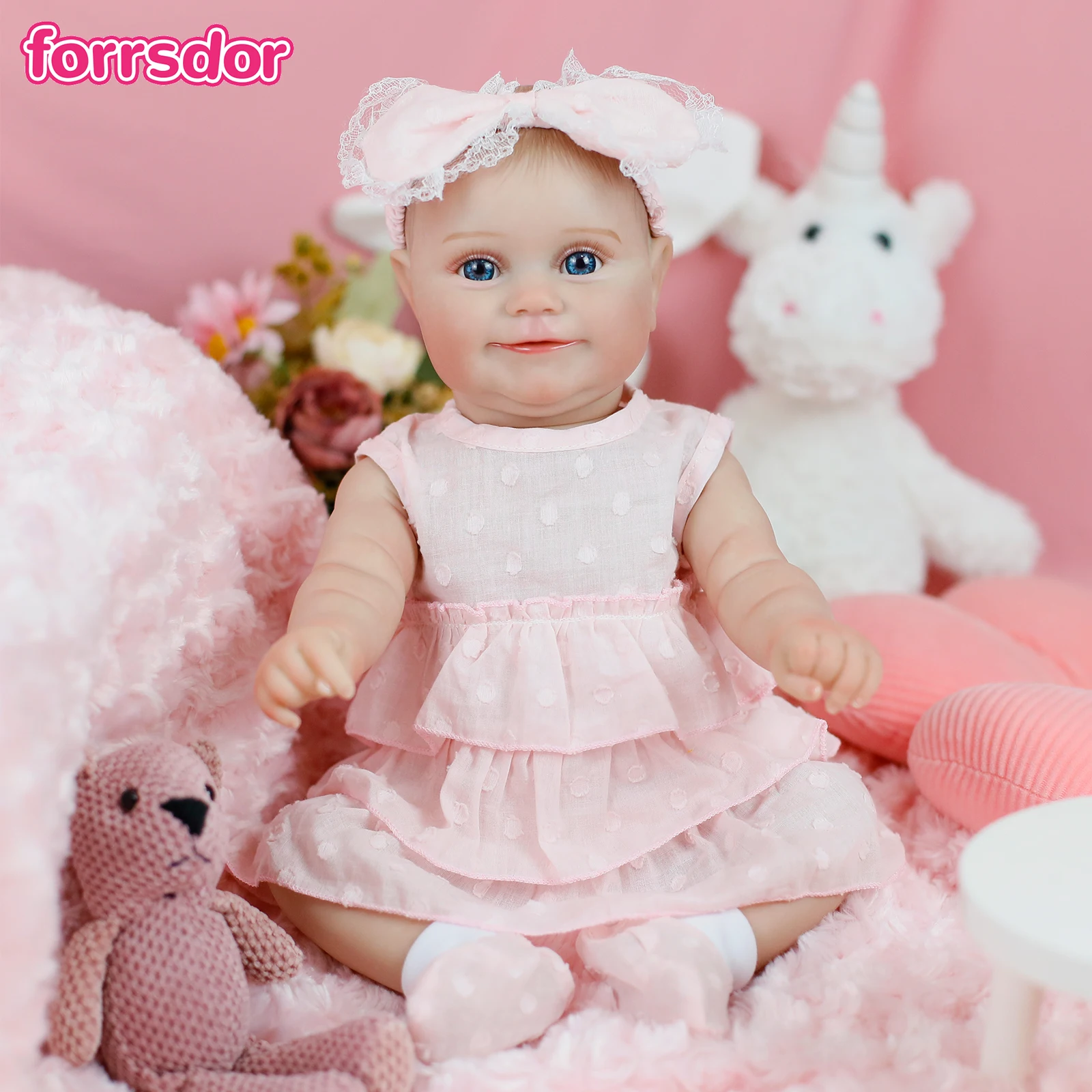 

50CM Maddie Full Silicone Vinyl Bebe Reborn Lifelike 3D Skin Multiple Layers Painting with Visible Veins Cuddly Soft Body Doll
