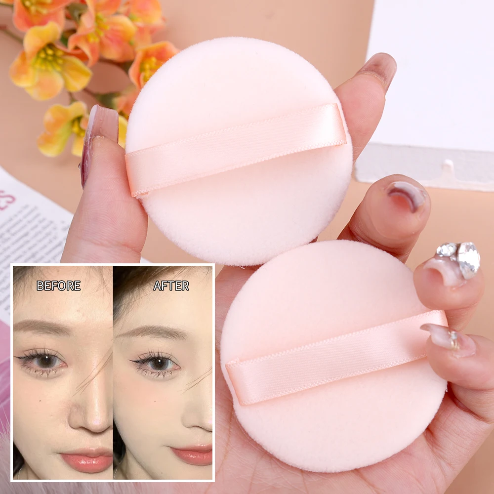 Round Shape Portable Powder Puff 5/10PCS Soft Velvet Foundation Cosmetic Puff Professional Concealer Makeup Sponge Beauty Tools