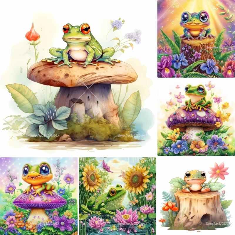 Cute 5D Diamond Painting Fantastic Frog Stand On Stump Drawings Full Rhinestone Mosaic Embroidery For Kids' Room Wall Decor