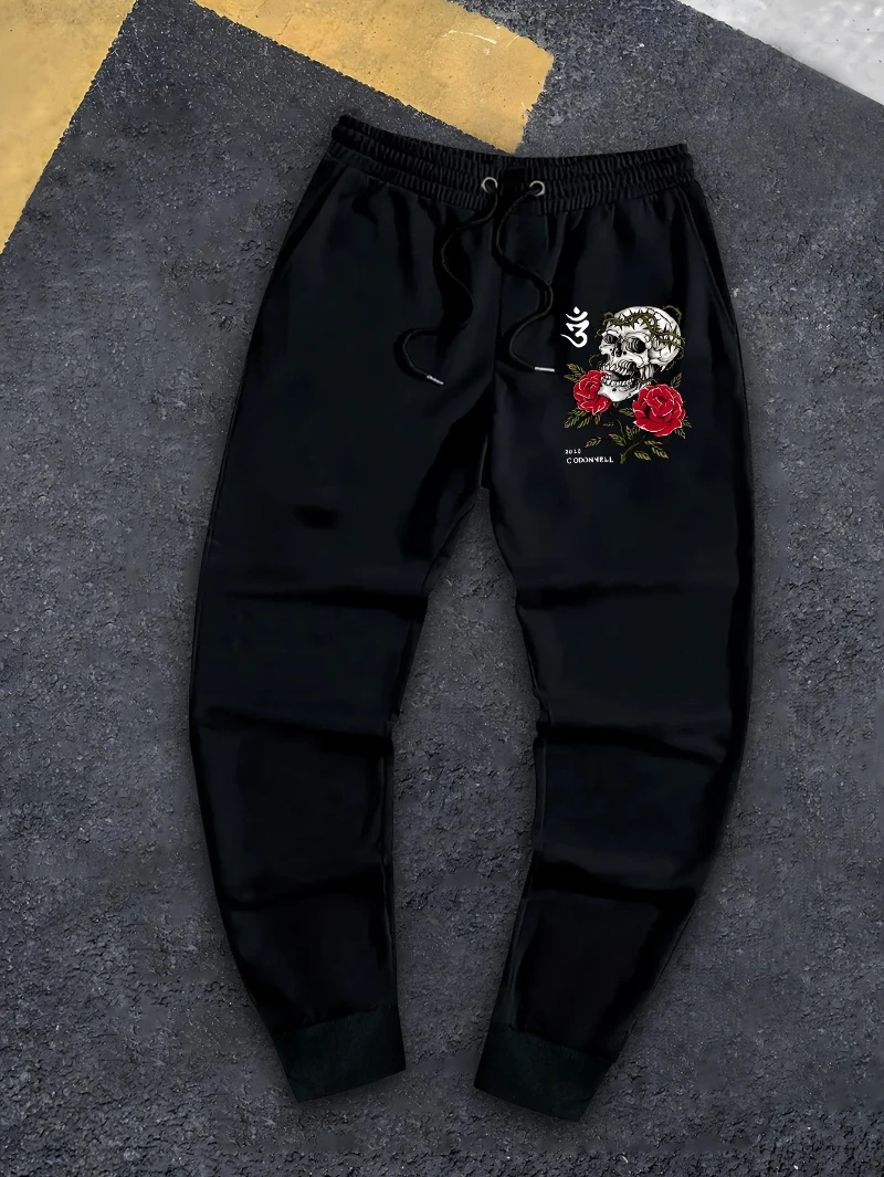 

2025 Autumn and Winter Mens Punk Gothic Print Pants Loose Fit Joggers Drawstring High-end Luxury Is for Both Men and Women Gym