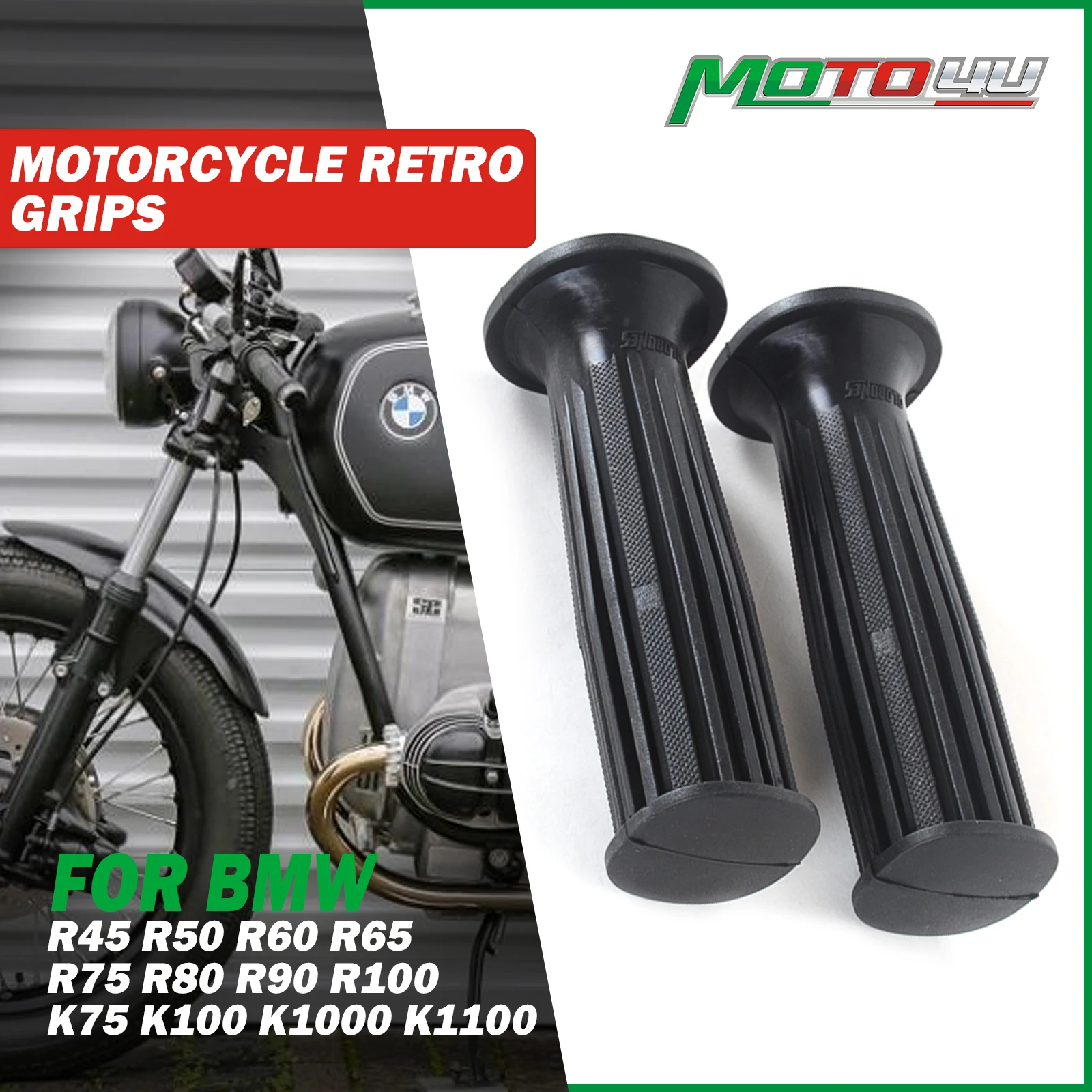 For BMW R45 R50 R60 R65 R75 R80 R90 R100 K75 K100 K1000 K1100 Rubber Motorcycle Retro Grips Shockproof Anti-Slip Handlebar Cover