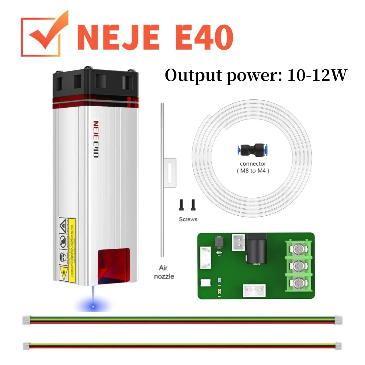 NEJE 450nm 80W High Power Laser Head with Air Assist, Metal Nozzle, TTL / PWM Cutting Engraving Laser Module