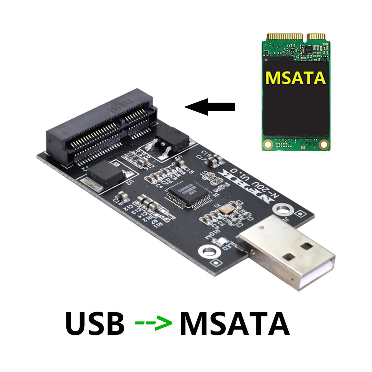 محول MSATA إلى USB 2.0 خارجي SSD PCBA بطاقة تشغيل قلم PCI-E صغيرة