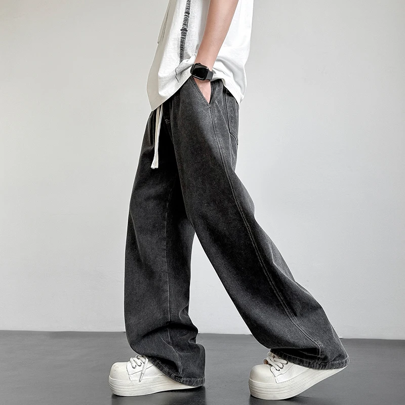 

Retro Straight Jeans 2025 Spring and Summer Thin American Fashion Brand Teenager Wide-leg Loose Versatile Casual Pants S-3XL