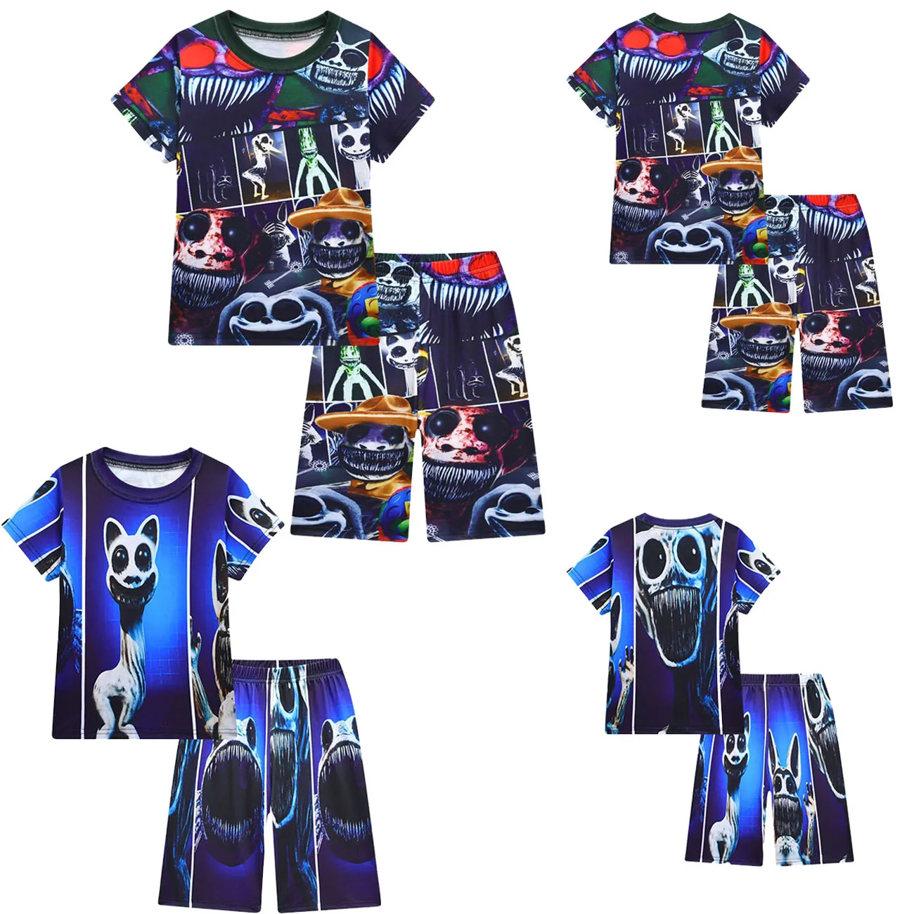 

Zoonomaly Hot Game Printing T-shirts Summer Cartoon Short sleeved shorts 2Pcs Sets Girls Cotton Soft Tshirts Boys' sportswear