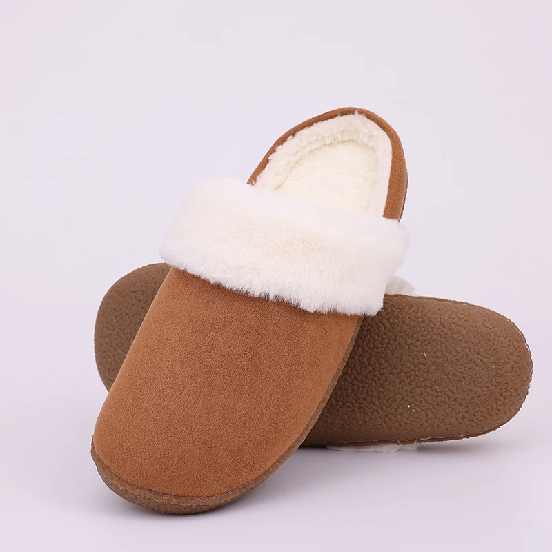 Bebealy Winter Warm Fluffy Women Slippers Indoor Soft Fuzzy House Slippers With Rubber Shoes Outdoor Antidkid Plush Women Shoes