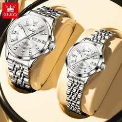 Luxury Top OLEVS Couple Watches Men Women Anti-Scratch Waterproof Glow Orginal Quartz Wristwatch Lover's Watches 3620