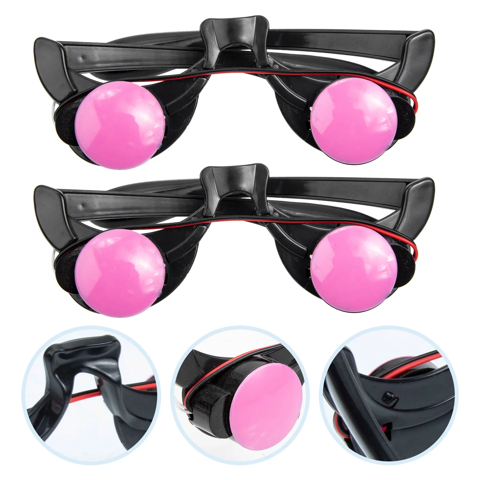 2 Pcs Clown Lighting Glasses Cheering Creative LED Cosplay Party Luminous Button Abs Eyeglasses Props