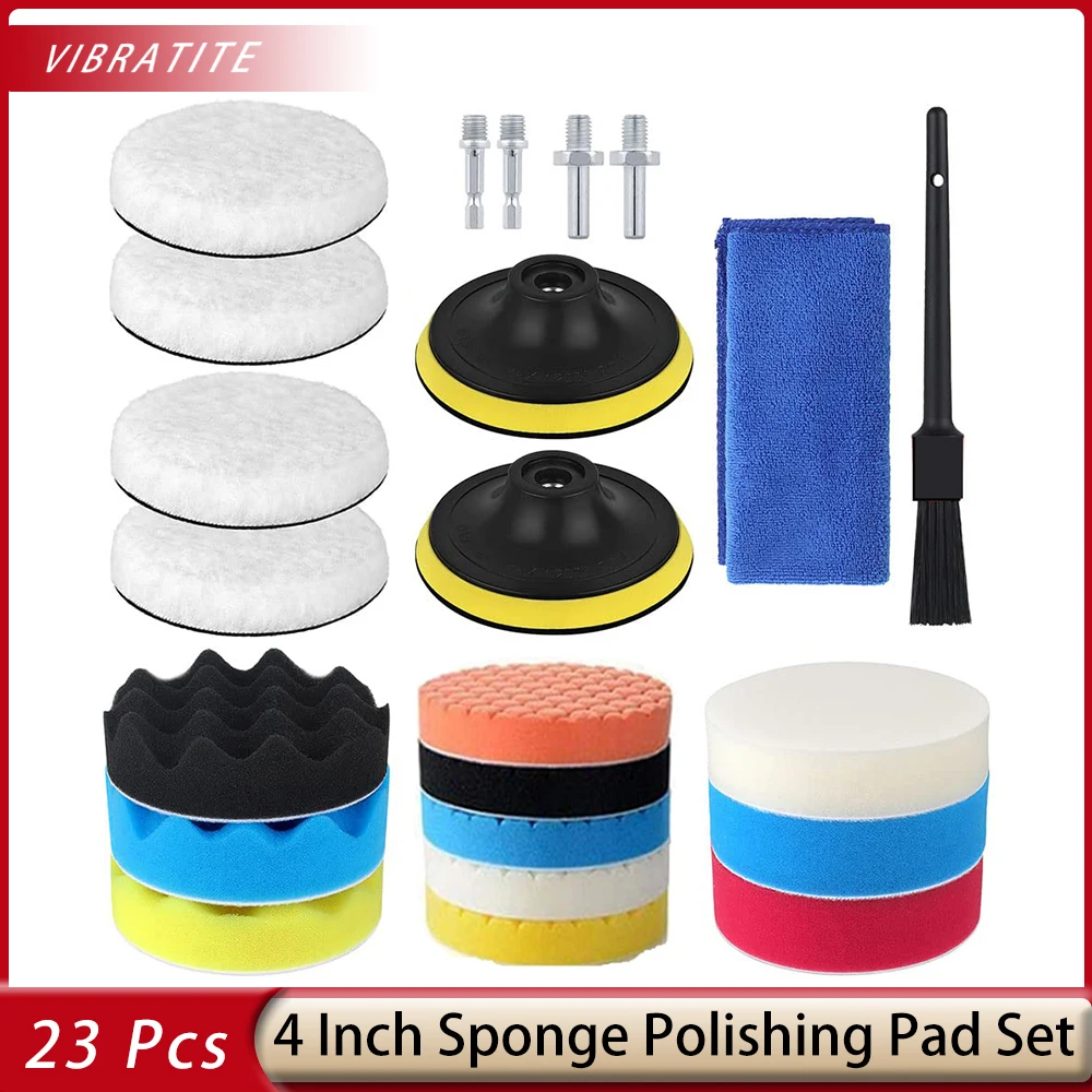 23 Pcs 4 Inch Polisher Buff Sponge Set Electric Polisher Precision Buff Electric Drill Magic Pad for Car Wash Car Polishing