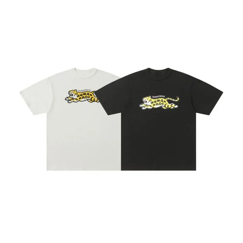 Human Made 2026SS Tiger Print Tee, Cotton Vintage Loose Slim T-Shirt for Men Women