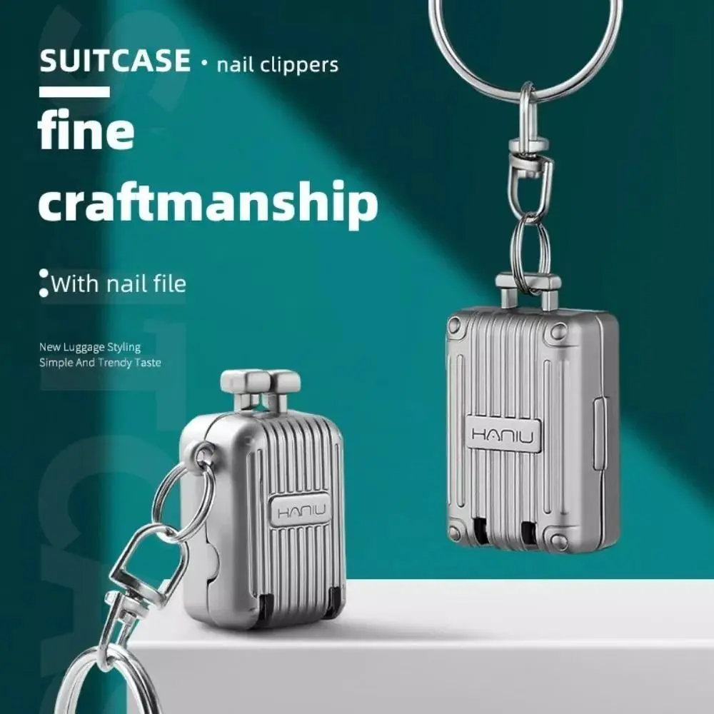 Nuevo cortaúñas de acero inoxidable, Mini cortaúñas plegable de Metal, recortador de uñas, llavero creativo con compartimento para equipaje