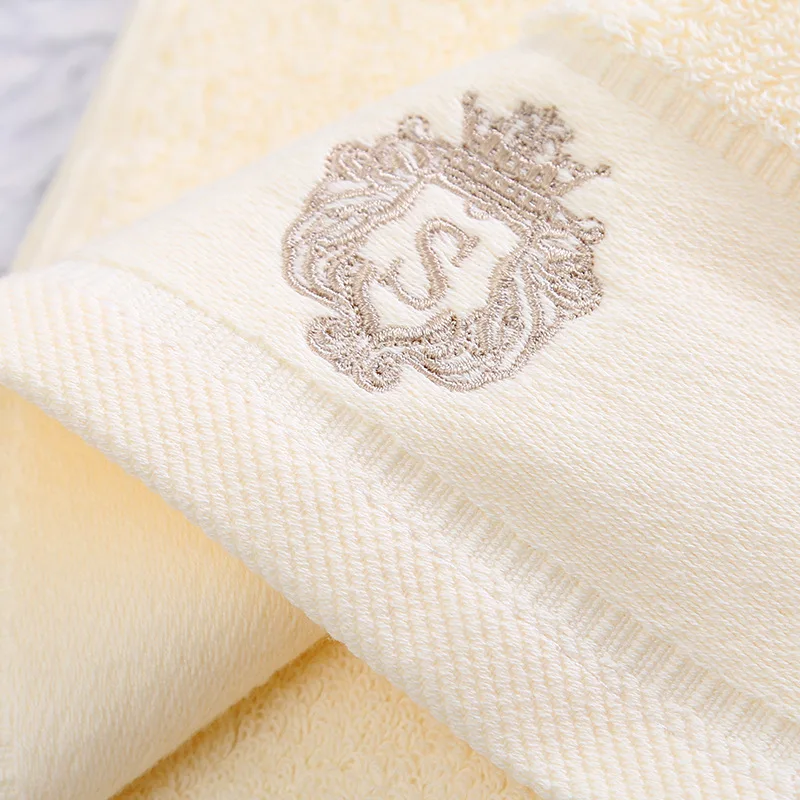 70x140cm Cotton S Cream Embroidered Bath Towel Absorbent Quick Dry Adult Bathroom Towel Soft GIFT Big Towel for Bath
