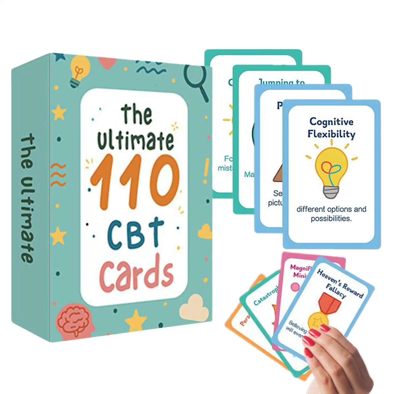 110 pz/set Carte Terapia Cognitiva Comportativa CBT Flashcard Strumenti di Mindfulness per l'ansia e il Sollievo dallo stress, Adulti Adolescenti Terapia