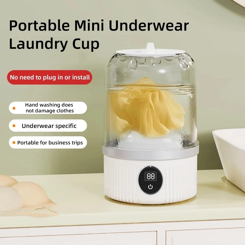 Rechargeable Cord‑Free Mini Washing Cup, Travel‑Friendly Compact Electric Laundry Washer, Quick Clean for Intimates, Socks and
