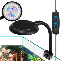 Mini Clip On Aquarium Light 7W Dimmable Small Fish Tank Light USB Moving Lamp with White Red Blue Green LED for 3-5 Gallon Tanks