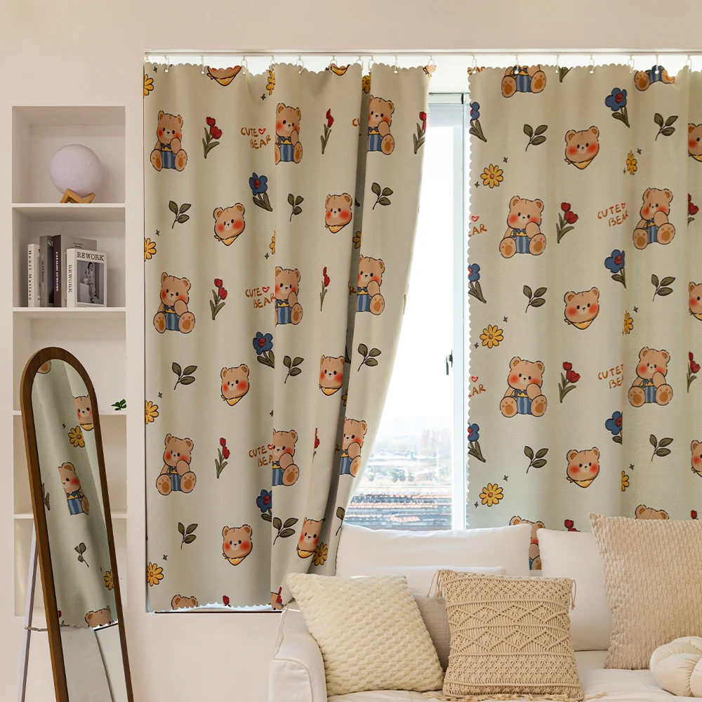 YanYangTian Vintage luxury curtain French curtain window living room bedroom Printed cute curtain Plastic hanging ring