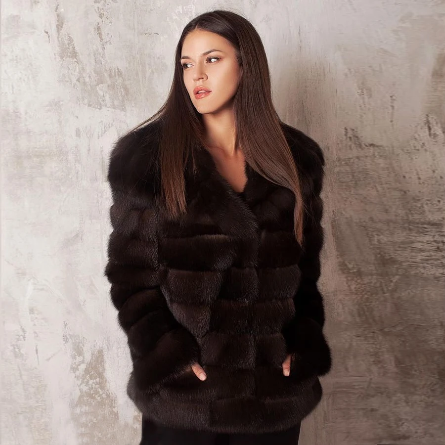 

Women's Real Fox Fur Coat With Hood Luxury Clothing Cropped Coat For Women 2024 Warm Winter Natural Fur Jackets