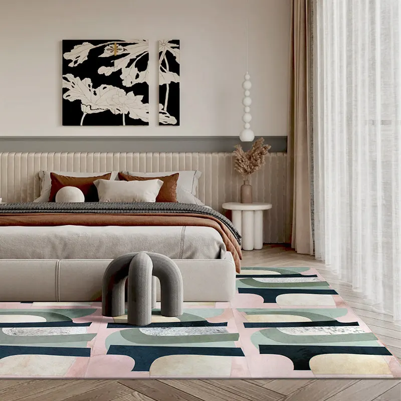 New Design Living Room Carpet Modern Simple Floor Area Rug Handmade Real Cowhide Light Green Home Rugs Carpet Cloakroom Mat