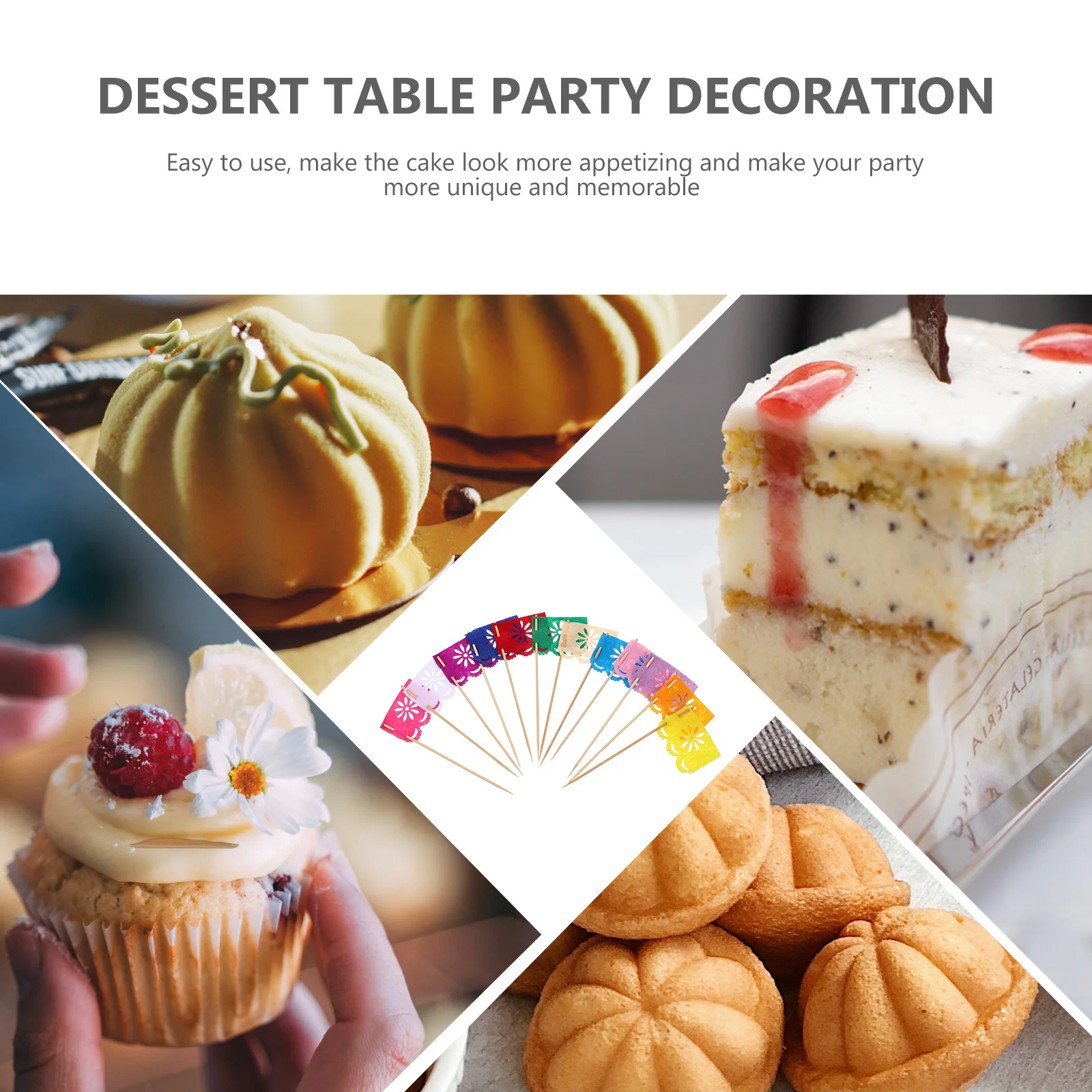 

24Pcs Day of The Dead Cake Picks Multi-Colored Mexican Themed Party Supplies Decorations Day of The Dead Cake Picks