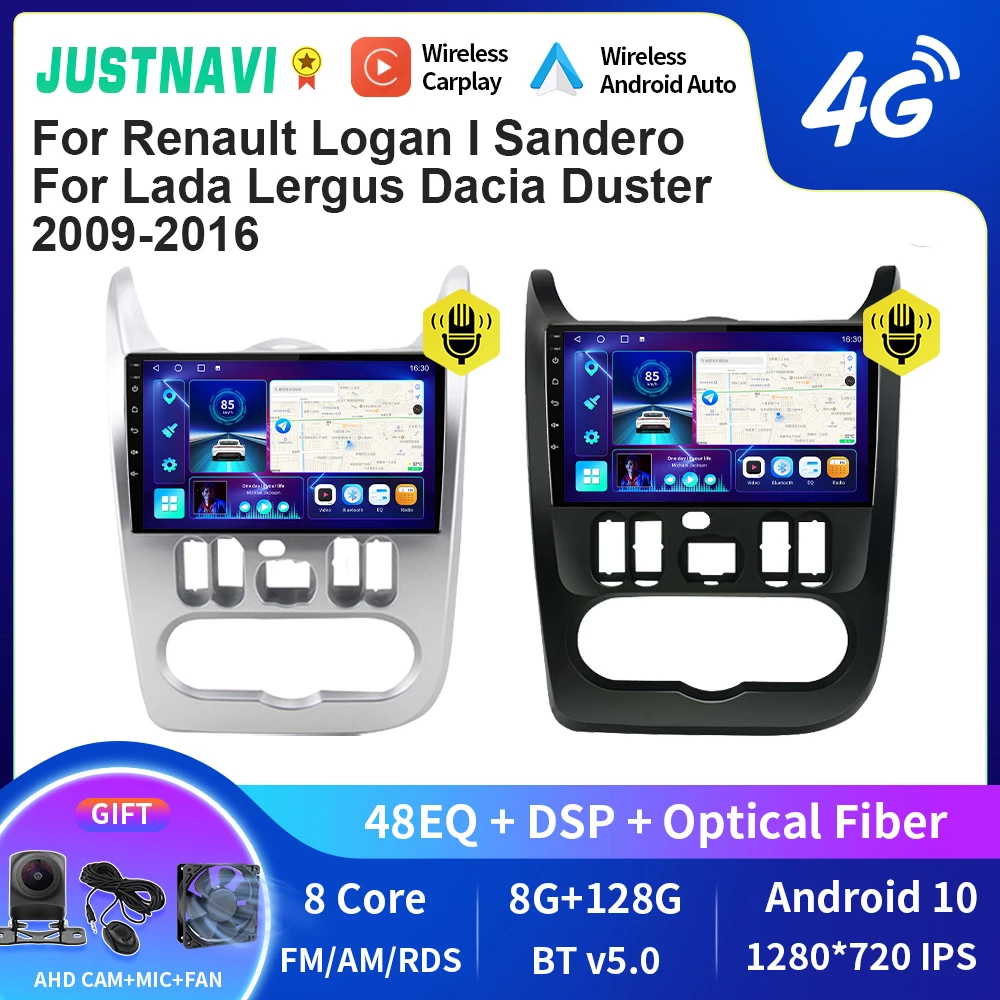 

JUSTNAVI QT10 Android Car Radio For Renault Logan I Sandero Lada Lergus Dacia Duster 2009-2016 Navigation Carplay DVD 2 Din