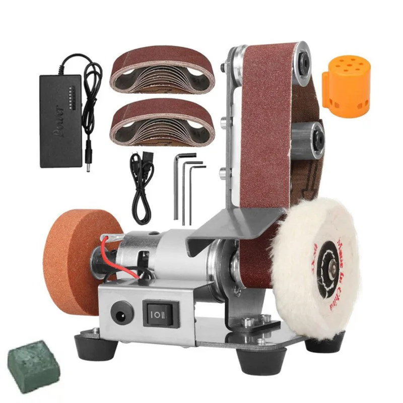 

Small Grinder Mini Electric Belt Grinder Sandpaper Machine Polishing Machine Woodworking Polishing Knife Sharpening Artifact