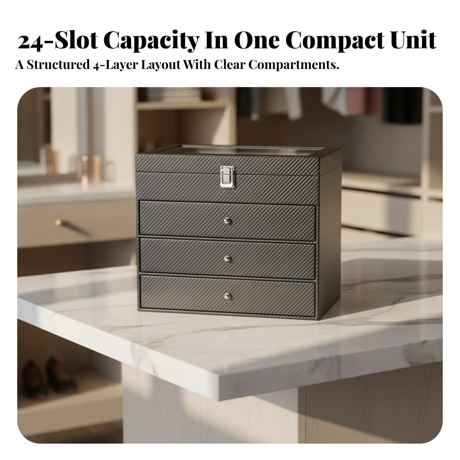 Sunglasses Organizer 24-Compartment Glasses Box with Drawers Glasses Organizer Spacious Sunglasses Holder Dust-Resistant