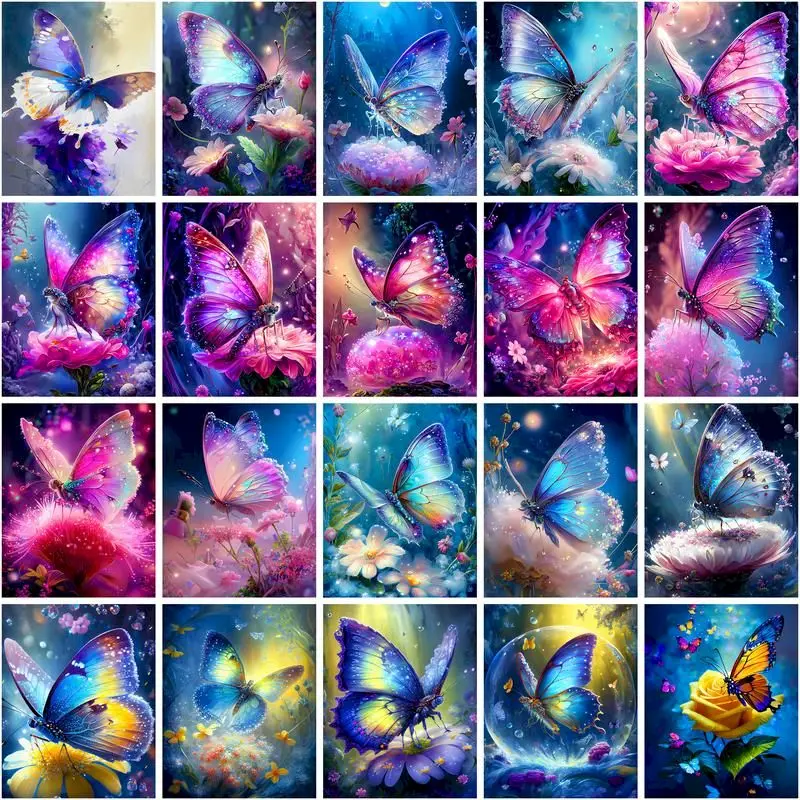 

CHENISTORY Colorful Butterfly Diy Painting By Numbers Pictures By Numbers Kits Drawing Canvas Handpainted Home Decoration