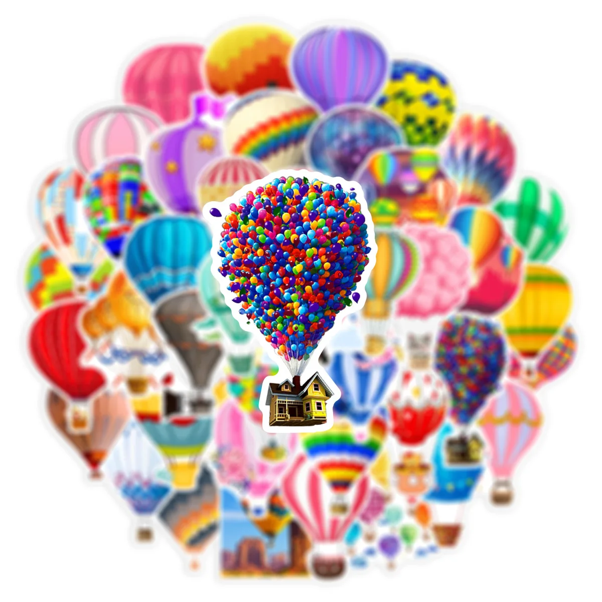 10/30/50PCS Cartoon Colorful Hot Air Balloon Sticker iPad Skateboard Computer Guitar Table  DIY Pattern Toy Decoration Wholesale