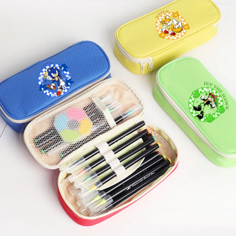 

Новый пенал-органайзер Hedgehog Sonic для детей, аниме-футляр для канцелярии, настольный органайзер для мальчиков и девочек, сумка для ручек, школьные принадлежности, подарок