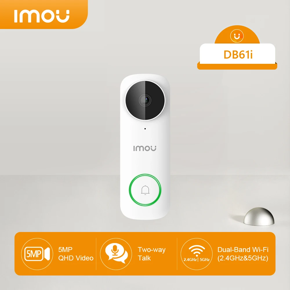 

IMOU Wireless Doorbell WiFi Video Doorbells 5MP Two-way Audio Night Vision Security Door Bell IP65 Weatherproof Video Intercom