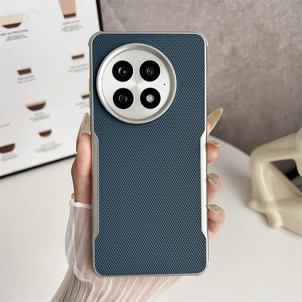 حافظة لهاتف Oneplus 13 أنيقة وبسيطة ذات نسيج ماسي وغطاء جلدي صديق للبشرة لهاتف Oneplus13 ممتص للصدمات Funda