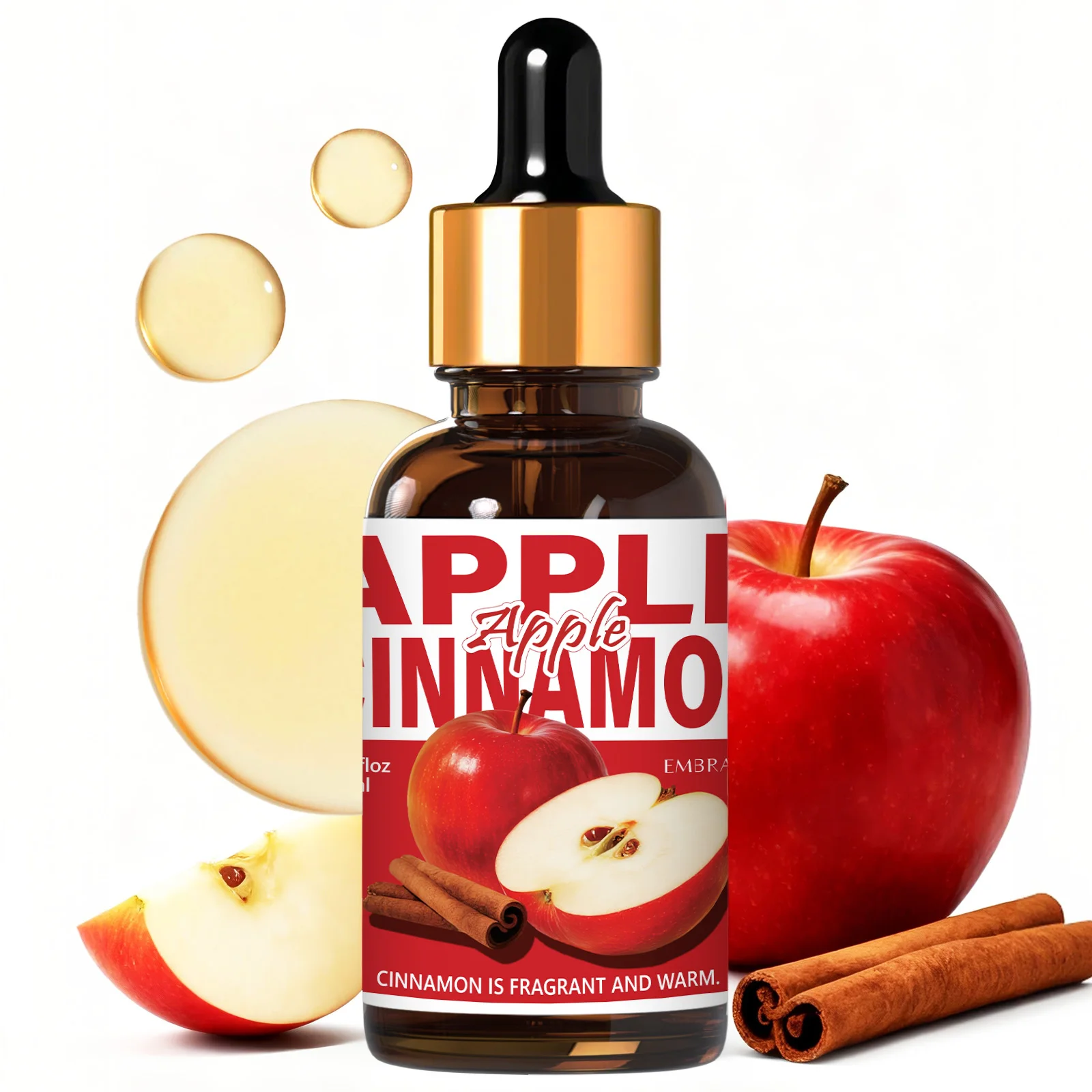 

30ml Apple Cinnamon Essential Oil Long Lasting Fragrance for Aromatherapy Skin Care Massage Relaxation Holiday Gifts For Friends