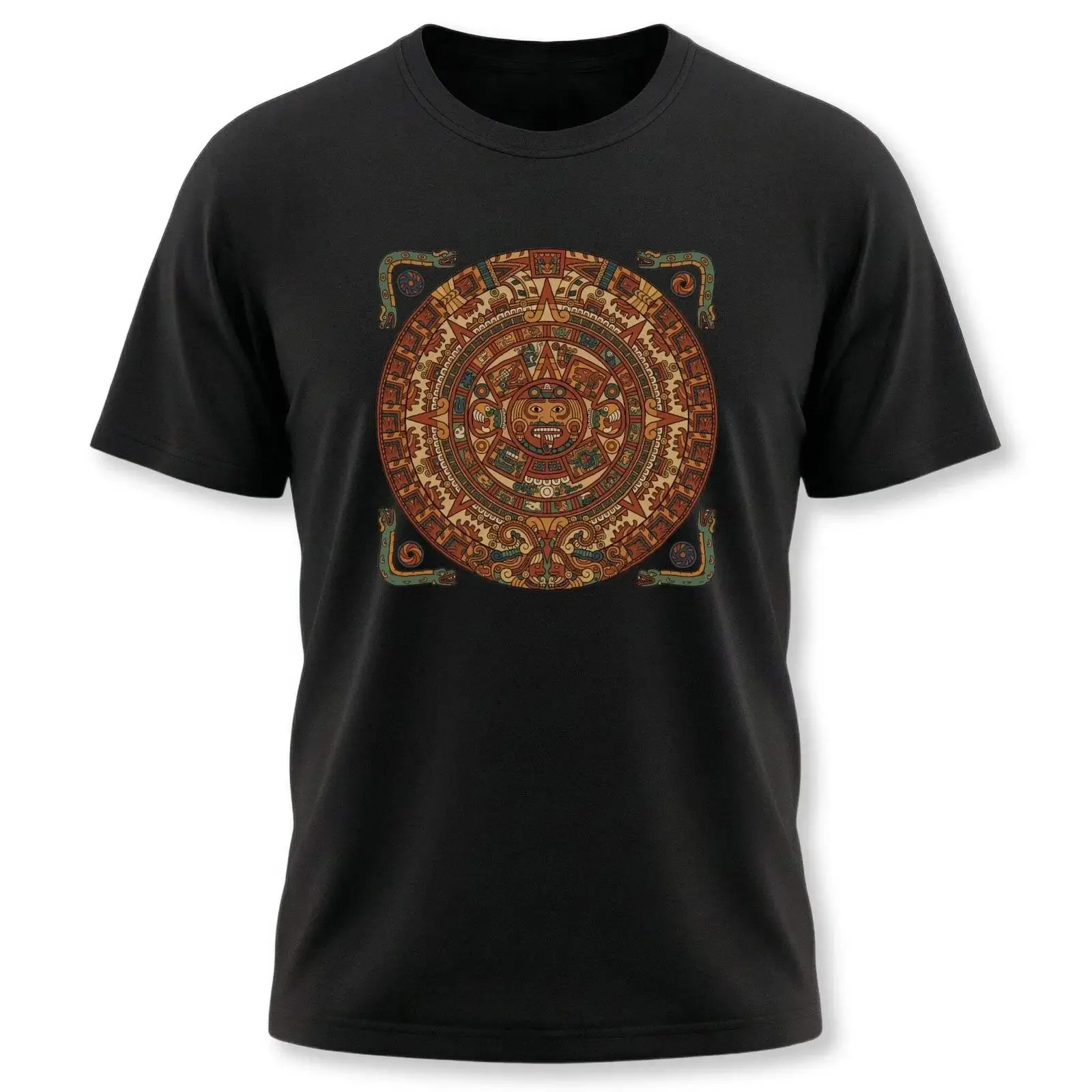 Mayan Calendar T Shirt Ancient Mesoamerican Art  vintage Washed Comfortable Slightly Unisex Casual streetwear Stretched graphic