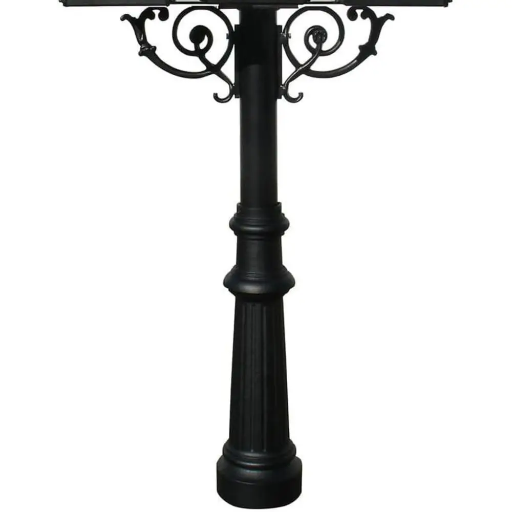 

Hanord Rust ree Cast Mailbox Post with luted Base and Scroll Supports to Mount 2 Mailboxes