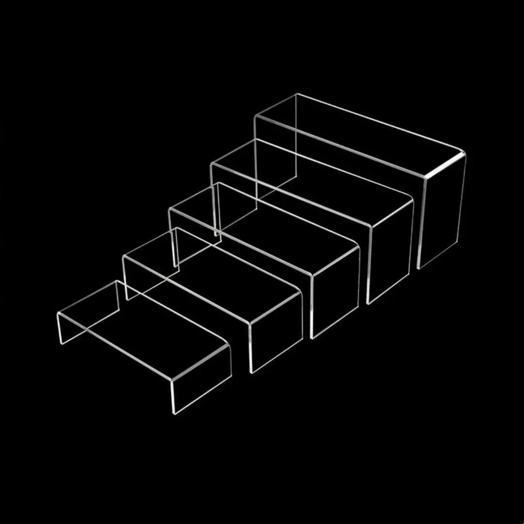 5Pcs U-Shaped Acrylic Display Risers, Transparent Desktop Showcase Stand for Figurines, Jewelry, Cosmetics, Retail Display Shelf