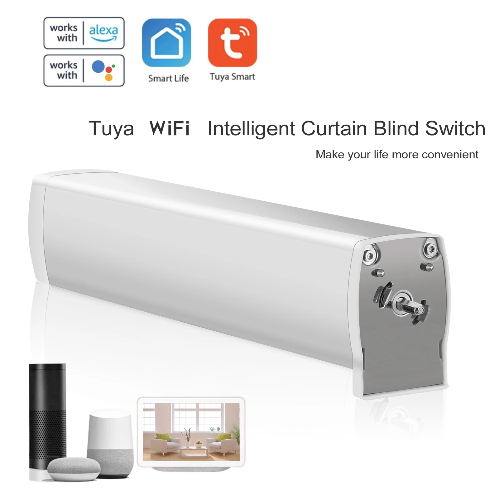 Tuya ZigBee/Tuya WIFI Intelligent Curtain Blind Switch Electric Motorized Curtain Roller Compatible with Alexa Google Assistant