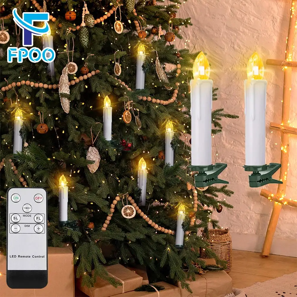 LED Christmas Candles With Flickering Flames Timer Remote NewYear Home Decoration Battery Operated Candle Birthday Fake Candles